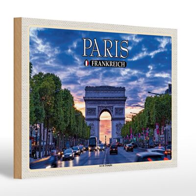 Holzschild Reise 30x20cm Paris Frankreich Arc de Triomphe