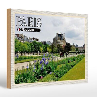 Cartel de madera viaje 30x20cm París Francia Parque Jardin des Tuileries