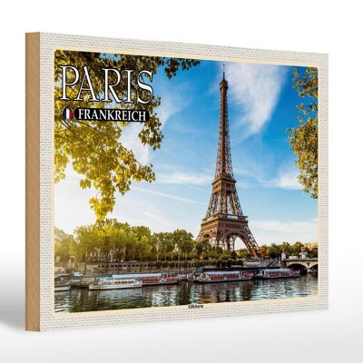 Cartel de madera viaje 30x20cm París Francia Torre Eiffel