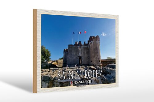 Holzschild Reise 30x20cm Saint-Tropez Frankreich Citadelle