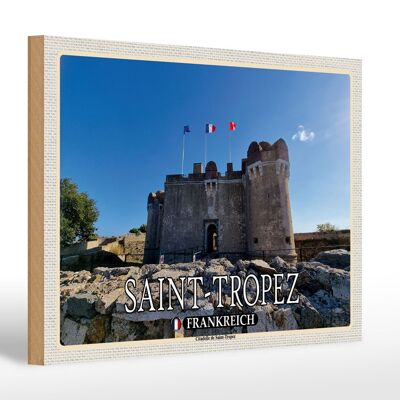 Cartello in legno da viaggio 30x20 cm Saint-Tropez Francia Cittadella