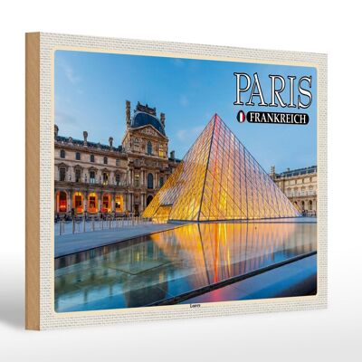 Cartello in legno da viaggio 30x20 cm Parigi Francia Museo del Louvre