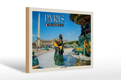 Holzschild Reise 30x20cm Paris Frankreich Place de la Concorde