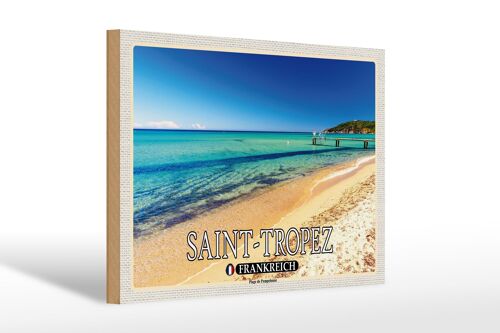 Holzschild Reise 30x20cm Saint-Tropez Plage de Pampelonne