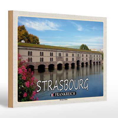 Holzschild Reise 30x20cm Strasbourg Frankreich Barrage Vauban Deko