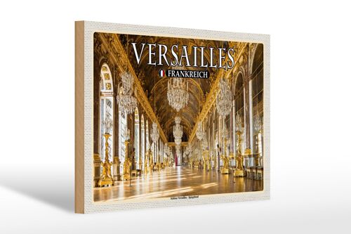 Holzschild Reise 30x20cm Versailles Frankreich Schloss von Innen