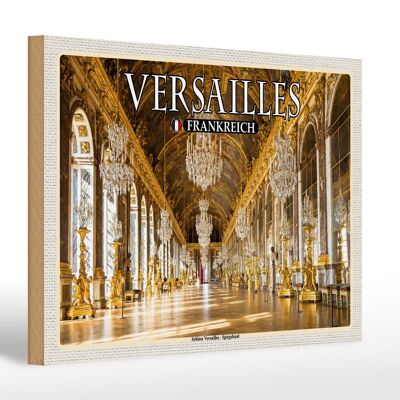 Cartel de madera viaje 30x20cm Versalles Francia Castillo desde el interior