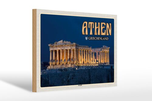 Holzschild Reise 30x20cm Athen Griechenland Akropolis Stadtfestung