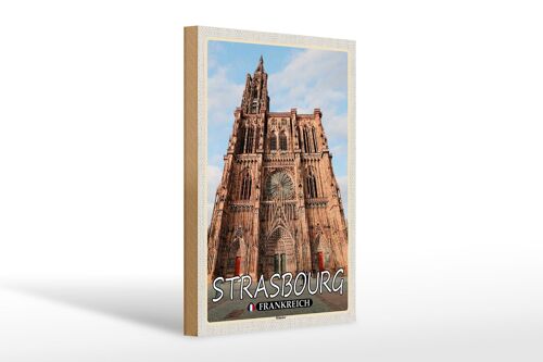 Holzschild Reise 20x30cm Strasbourg Frankreich Münster