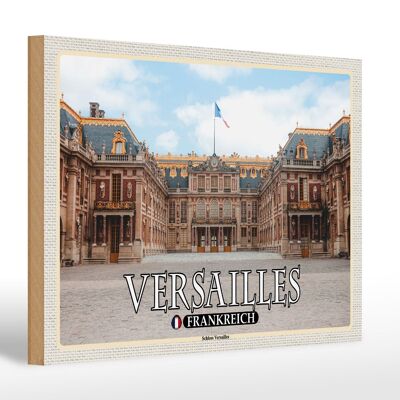 Cartello in legno da viaggio 30x20 cm Versailles Francia vista frontale del castello