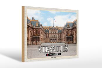 Panneau en bois voyage 30x20cm Versailles France vue de face du château 1