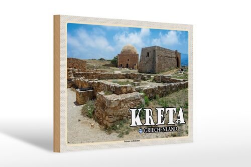 Holzschild Reise 30x20cm Kreta Griechenland Fortezza von Rethymno