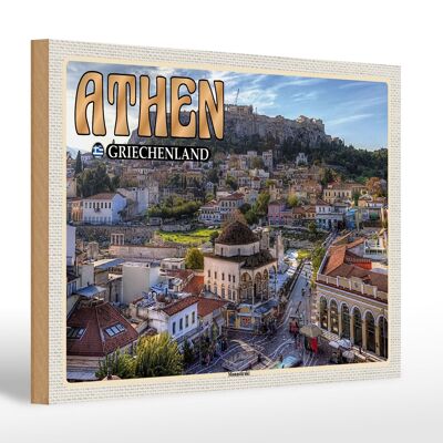 Holzschild Reise 30x20cm Athen Griechenland Monastiraki