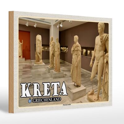 Wooden sign travel 30x20cm Crete Greece Museum Iraklio
