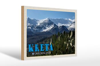 Panneau en bois voyage 30x20cm Crète Grèce Lefka Ori Montagnes décoration 1