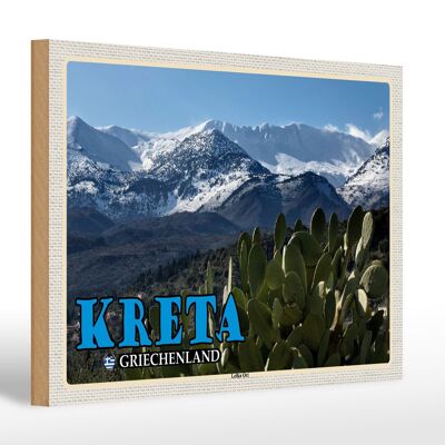 Wooden sign travel 30x20cm Crete Greece Lefka Ori Mountains decoration