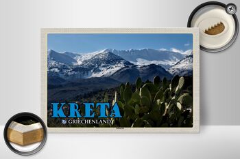 Panneau en bois voyage 30x20cm Crète Grèce Lefka Ori Montagnes décoration 2