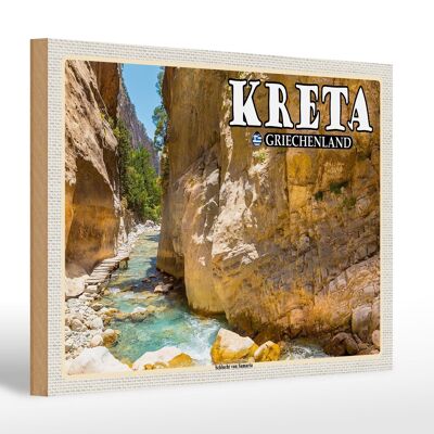 Panneau en bois voyage 30x20cm Crète Grèce Gorges de Samarie