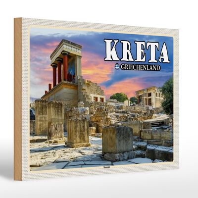 Wooden sign travel 30x20cm Crete Greece Knossos Palacewooden sign