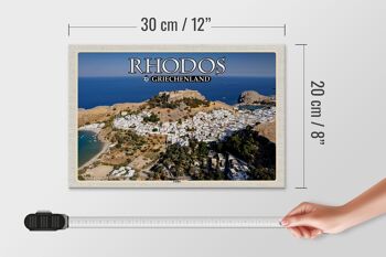 Panneau en bois voyage 30x20cm Rhodes Grèce Lindos ville mer décoration 4