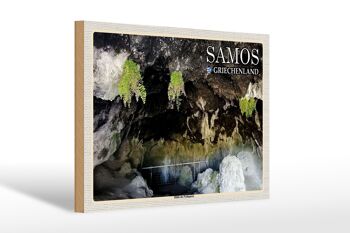 Panneau en bois voyage 30x20cm Samos Grèce Grotte de Pythagore 1