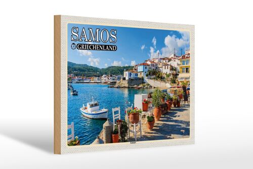 Holzschild Reise 30x20cm Samos Griechenland Kokkári Stadt Urlaub