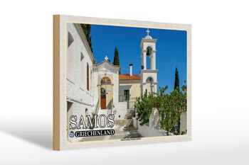 Panneau en bois voyage 30x20cm Samos Grèce complexe monastique Panagia 1