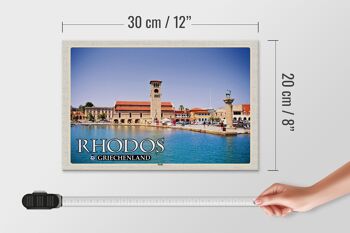 Panneau en bois voyage 30x20cm Rhodes Grèce ville mer vacances décoration 4