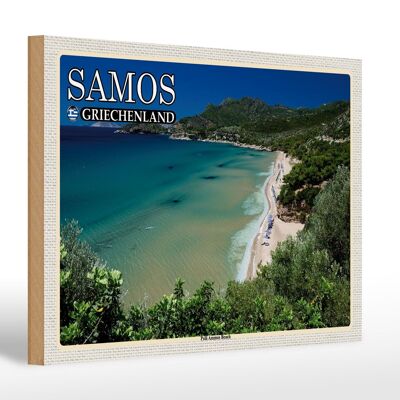 Panneau en bois voyage 30x20cm Samos Grèce Psili Ammos Décoration de plage