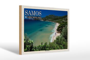 Panneau en bois voyage 30x20cm Samos Grèce Psili Ammos Décoration de plage 1