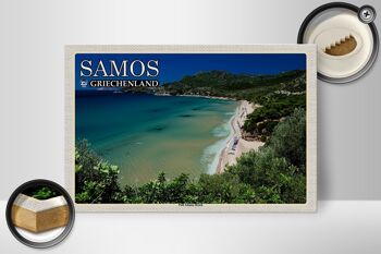Panneau en bois voyage 30x20cm Samos Grèce Psili Ammos Décoration de plage 2