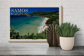Panneau en bois voyage 30x20cm Samos Grèce Psili Ammos Décoration de plage 3