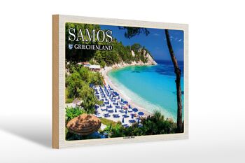Panneau en bois voyage 30x20cm Samos Grèce Lemonakia Beach 1