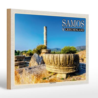 Cartello in legno da viaggio 30x20 cm Samos Grecia Tempio di Hera
