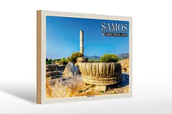 Panneau en bois voyage 30x20cm Samos Grèce Temple d'Héra 1
