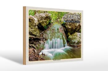 Panneau en bois voyage 30x20cm Samos Grèce Cascades Karlovasi 1