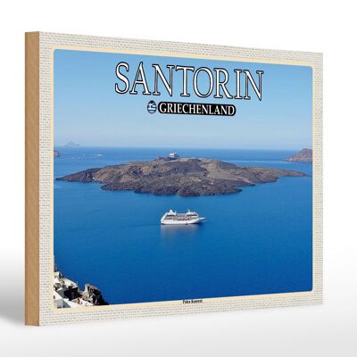 Cartello in legno da viaggio 30x20 cm Santorini Grecia Isola Palea Kameni