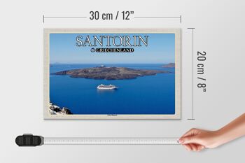 Panneau en bois voyage 30x20cm Santorin Grèce Palea Kameni Island 4