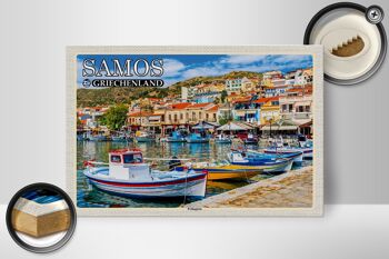 Panneau en bois voyage 30x20cm Samos Grèce Pythagorio petite ville 2