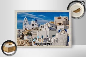 Panneau en bois voyage 30x20cm Santorin Grèce Village de Pyrgos 2