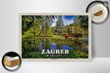 Panneau en bois voyage 30x20cm Jardin Botanique de Zagreb Croatie 2