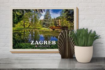 Panneau en bois voyage 30x20cm Jardin Botanique de Zagreb Croatie 3