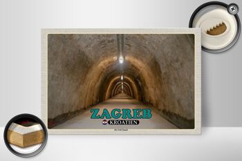 Panneau en bois voyage 30x20cm Zagreb Croatie Le Tunnel du Gric 2