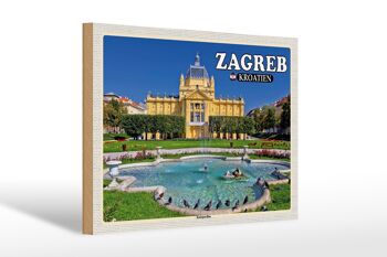 Panneau en bois voyage 30x20cm Pavillon d'art Zagreb Croatie 1