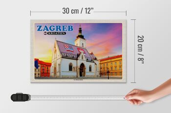 Panneau en bois voyage 30x20cm Zagreb Croatie St. L'église de Marc 4