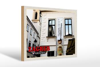 Panneau en bois voyage 30x20cm, décoration du musée de Zagreb, Croatie, relations 1