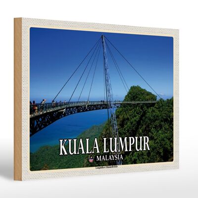 Cartel de madera viaje 30x20cm Kuala Lumpur Malasia Langindkavi