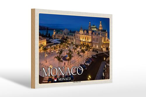 Holzschild Reise 30x20cm Monaco Casino Monte-Carlo