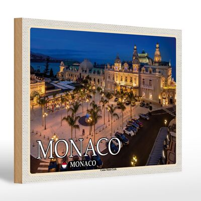 Cartello in legno da viaggio 30x20 cm Monaco Casino Monte-Carlo