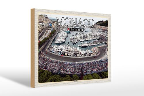 Holzschild Reise 30x20cm Monaco Monaco Grand Prix Rennsport